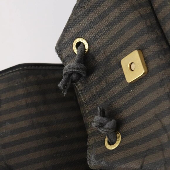FENDI Pecan Canvas Backpack Brown Black gold Auth - Picture 10 of 16